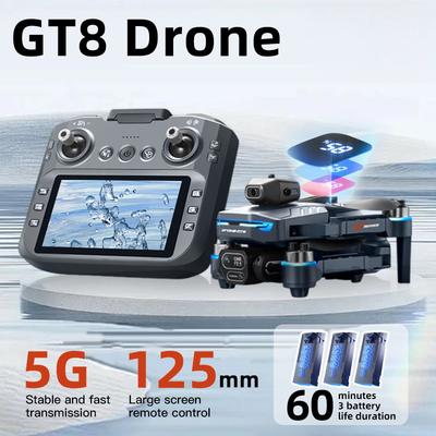 LSRC GT8 FPV Дрон Профессиональный 8K HD Три камеры 5G Wifi Бесколлекторный двигатель Аэрофотосъемка Оптический поток RC Квадрокоптер