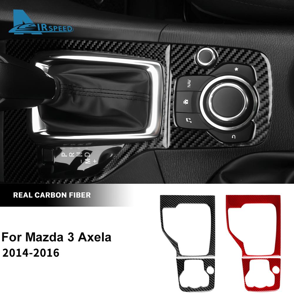 Real Soft Carbon Fiber Sticker For Mazda 3 Axela 2014 2015 2016 LHD RHD Car Automatic Gear Shift Panel Interior Trim Accessories