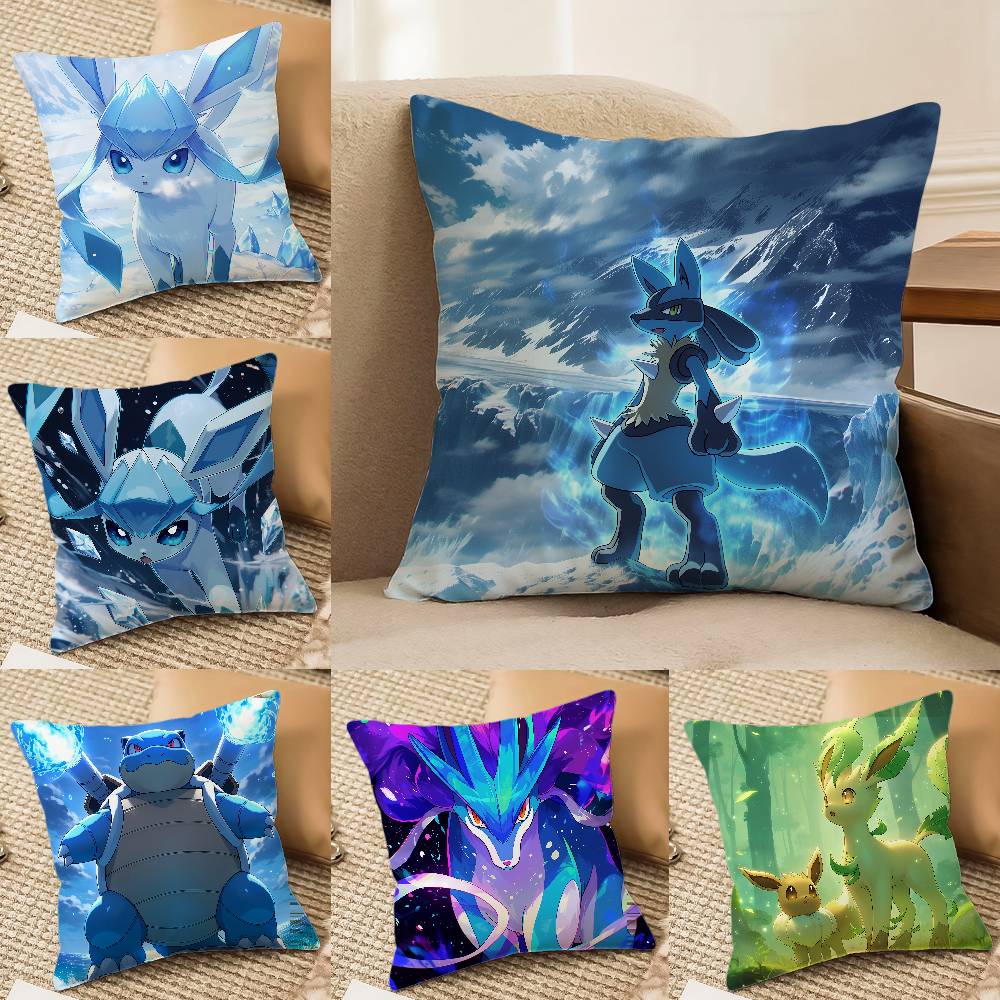 Pokemon Kanto Region Anime Plush Pillow Cover Soft Short Plush Cushion Cover For Sofa Bedroom Living Room Decor Gift