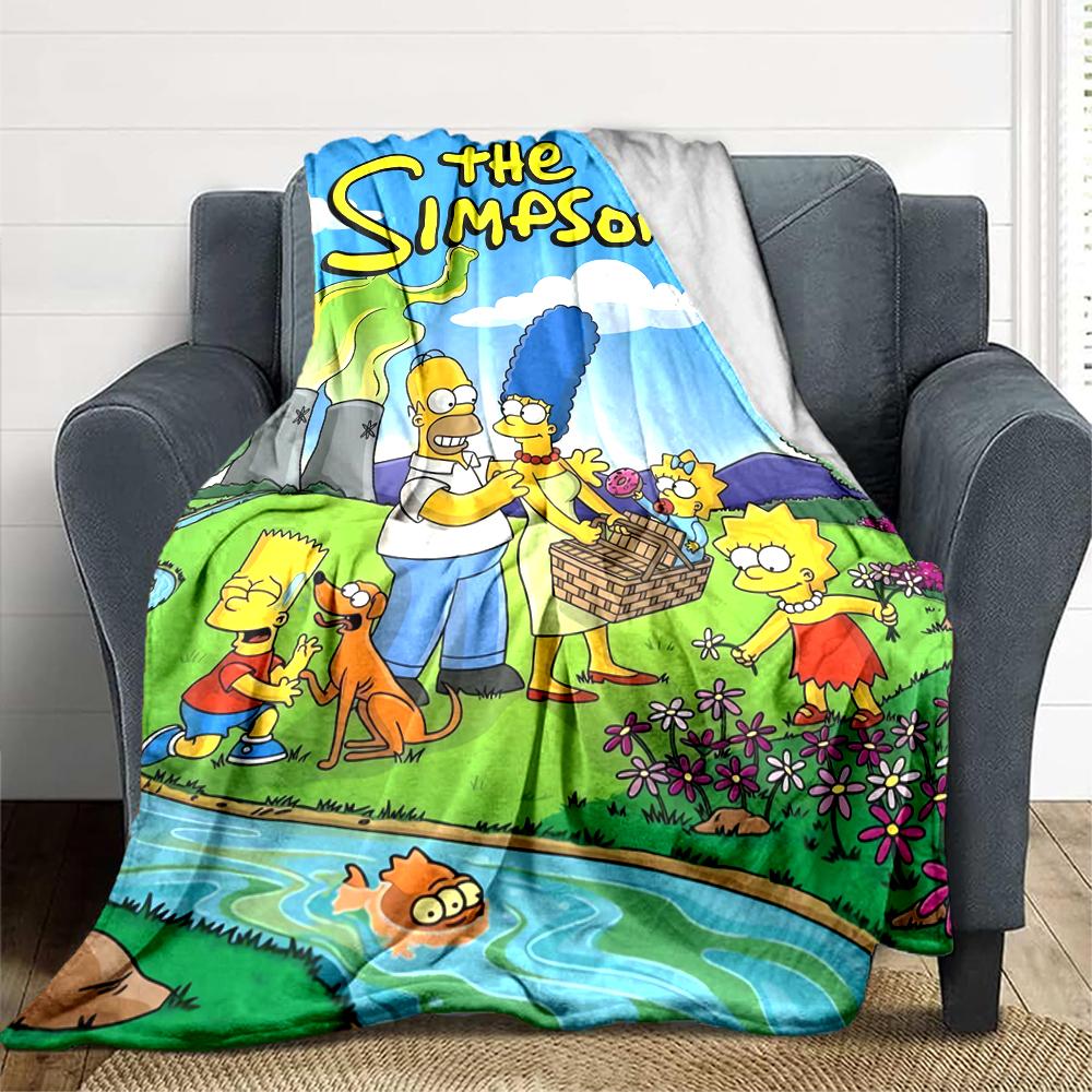 1Pc Simpsons Family Adventure Blanket Soft And Comfortable Casual Warm Camping Travel Christmas Halloween Xmas Gift M924331