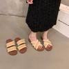 Vintage Woven Cross-strapped Cool Slippers Fairy Shoes Outer Wear 2025 New Summer Flat-bottomed Vacation Roman Sandals