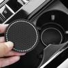2pcs Car Rhinestone Cup Holder Beverage Mat Interior Anti Slip Mat Round Durable Cup Mat Car Accessories