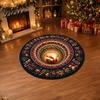 Comfortable Barefoot Floor Mat Round Christmas 3D Rug, Optical Illusion Area Santa Claus Gnome Quilted-Like Patterned Rug Anti-slip Washable