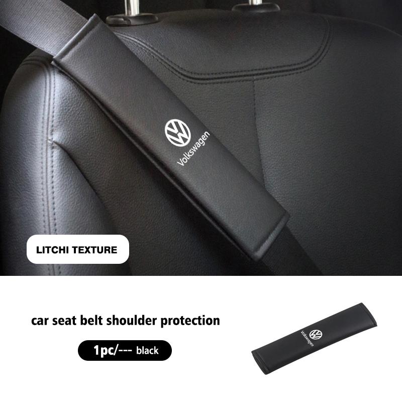 For Volkswagen VW 2pcs Car Seat Belt Shoulder Protector Litchi Grain Fatigue Relief Pad Polo Jetta Sagitar Magotan Passat B5 B6 zg6