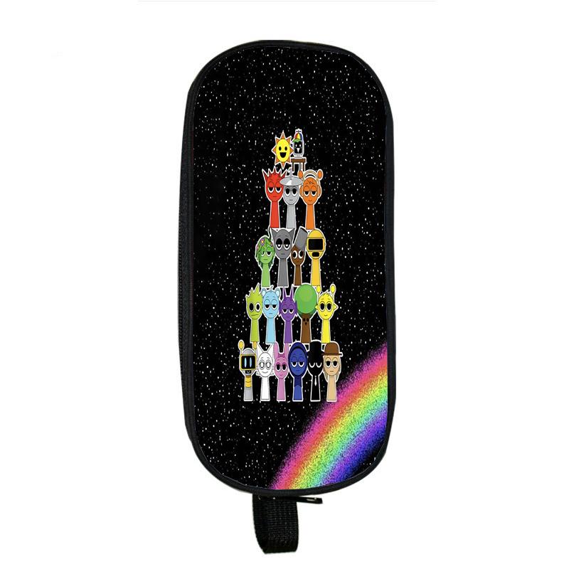 Пенал Sprunki Incredibox для студентов, двухслойный пенал для школьных принадлежностей с игрой в жанре ужасов, канцелярские принадлежности для детей, коробка для ручек