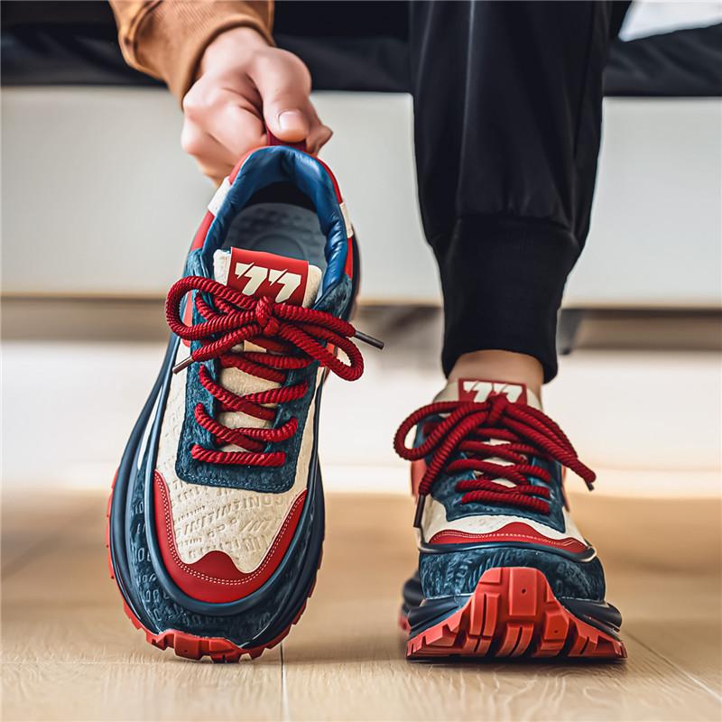 Men's Shoes Trend Versatile Casual Sports Youth Leather Surface Waterproof Anti Slip Running Height Increasing Dad