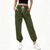 Women's Fashionable Solid Color Pocket Drawstring Elastic Waist Plush Casual Pants