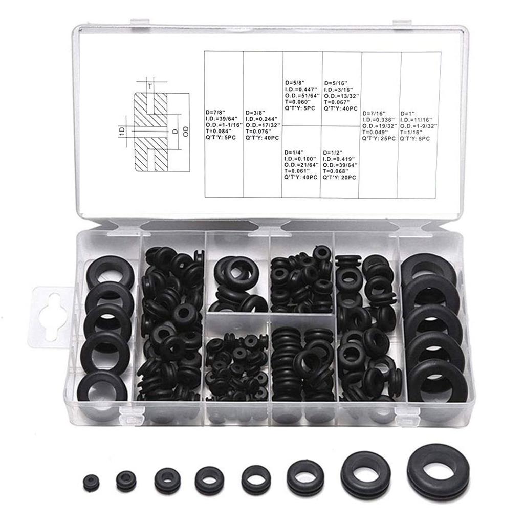 180Pcs Rubber Grommets Sealing  s Assortment of Rubber Washers for Wires Plugs Cables