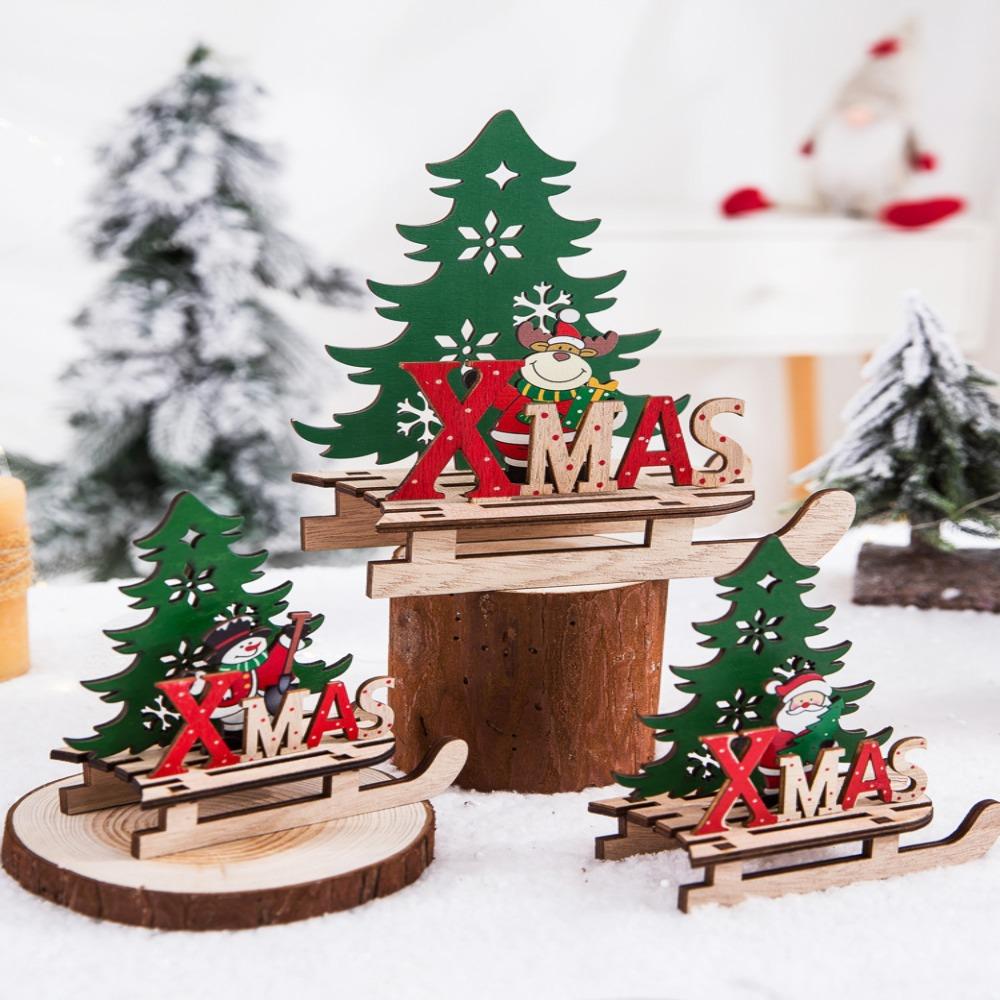 Дед Мороз Рождественские Деревянные Поделки Снеговик Рождественское Украшение Дом