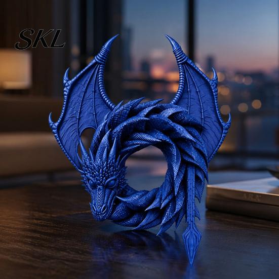 Маленький декоративный венок, 3D креативное украшение в виде дракона, Реалистичный детализированный декор круглой формы, Стильный праздничный настольный орнамент для дома,