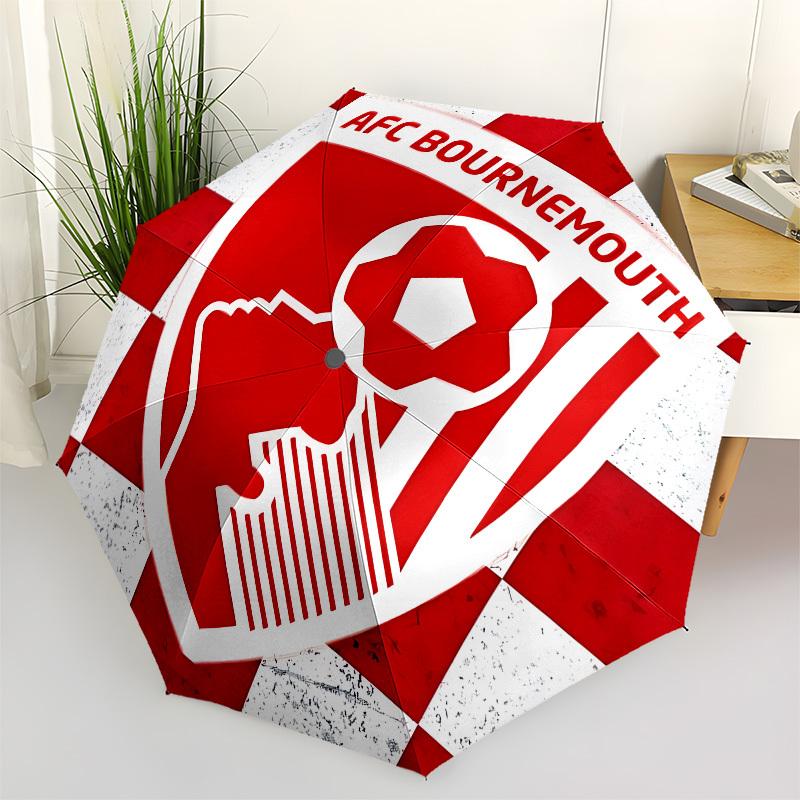 AFC Bournemouth, Football Crest Automatic Opening and Closing, 8 rib Structure Portable Umbrella, Suitable for Men and Women in All Seasons