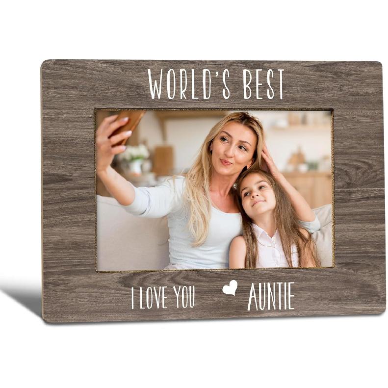 World's Best Auntie Picture Frame, Mother's Day Birthday Gifts for Auntie Grandma, Best Grandma Photo Frame 4X6, Grandmother Gifts Wooden Photo