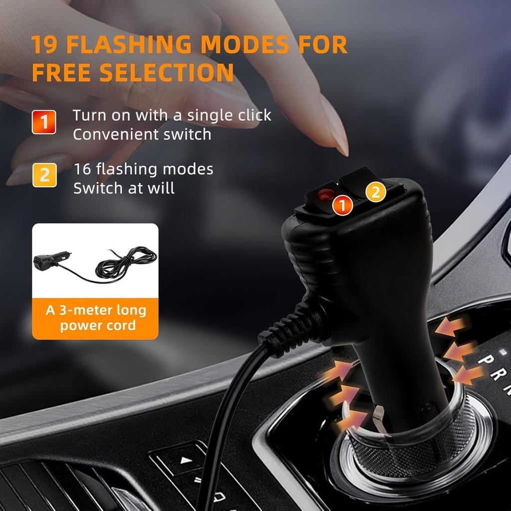 TOPKU 4.7" LED Rotating Beacon Strobe Light with 48 LEDs, Magnetic Suction Cup Base, 12-24V, 80W Power Supply, Brilliantly Bright and Compact (Blue