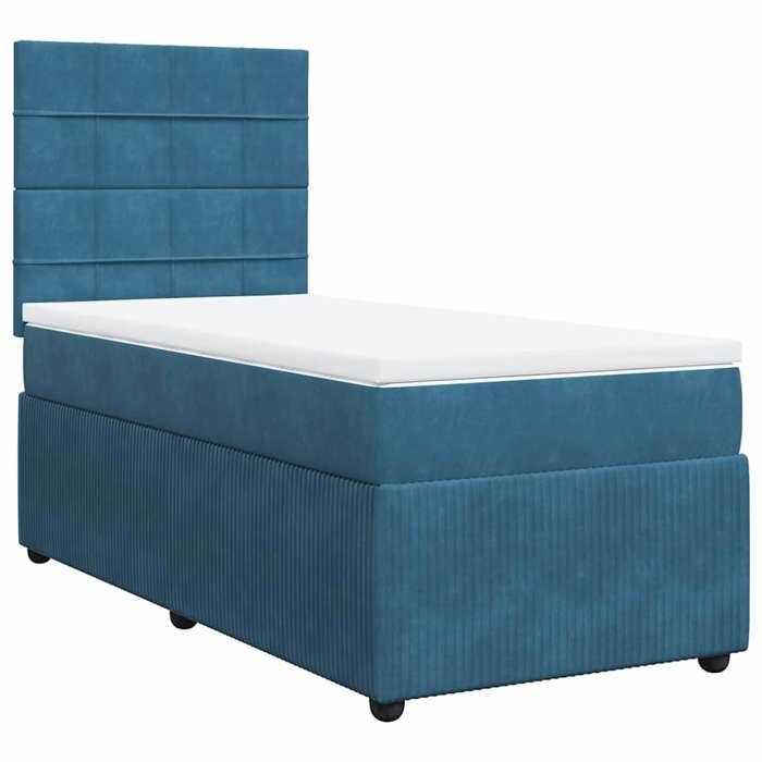 Maison Exclusive - Sommier à lattes de lit avec matelas Bleu foncé 90x200 cm