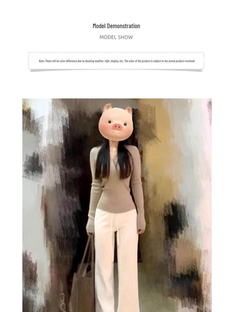 Женские флисовые микро-клеш спортивные штаны с высокой посадкой - Коллекция Весна/Осень/Зима 2025: Слимминг, Повседневные, Утепленные расклешенные брюки.