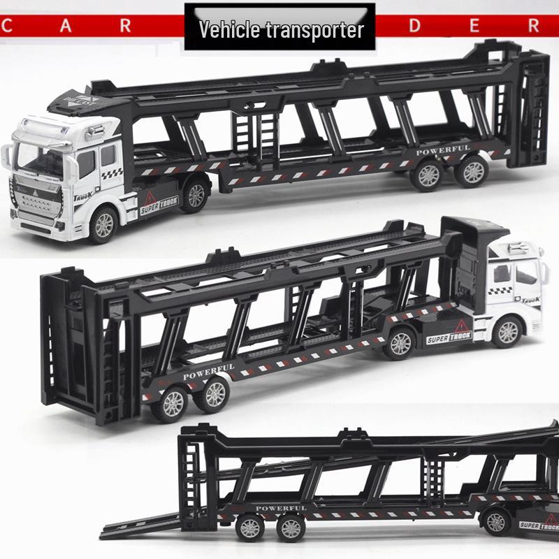 Children's Alloy Transport Toy: Pull-Back Fire Truck, Trailer, Tank & Excavator