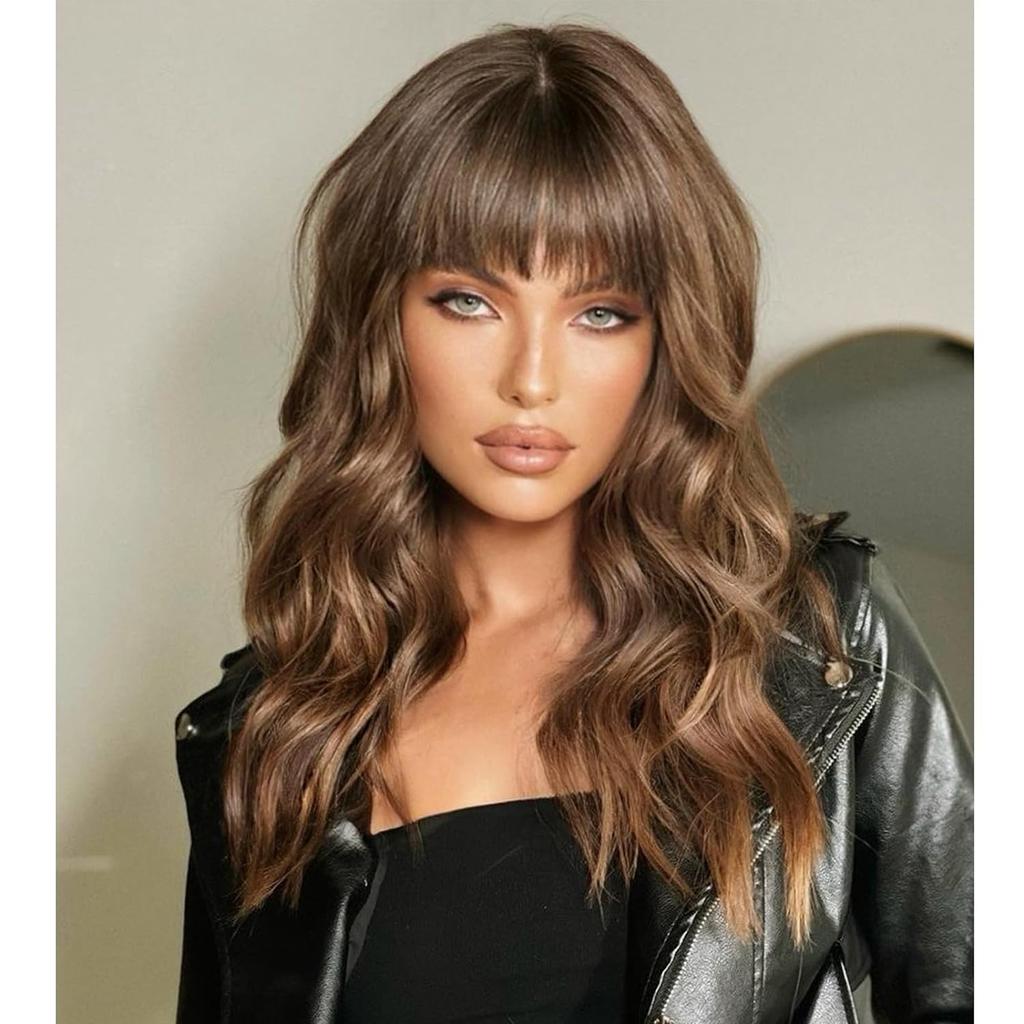 Curly Bob Wig with Bangs Short Wavy Wigs for Women Bob Style Synthetic Heat Resistant Bob Wigs