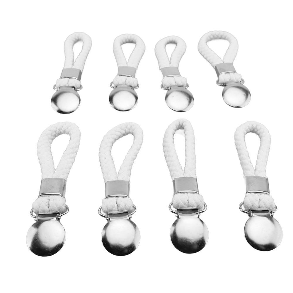 8 PCS Silver White Tea Towel Clip Stainless Steel Cotton Rope Hand Towel Clip RVs Camping