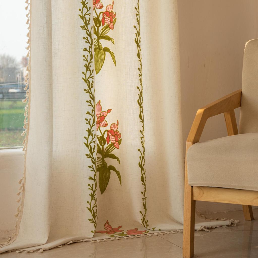 European Classical Floral Blackout Sheer Curtains for Balcony, Living Room, Bedroom, Bay Window