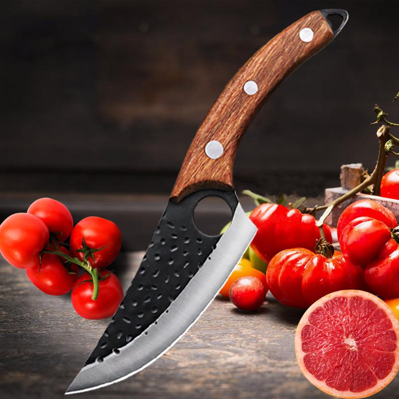 Sharp Chef Meat Cleaver Buther Boning Knife Stainless Steel Beef Knife Fish Fruit Wooden Handle Utility Knife Kitchen Knives