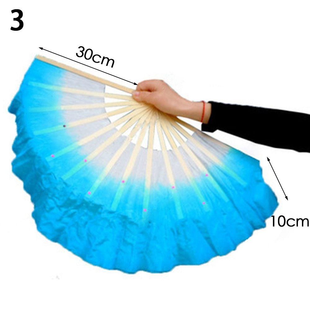 40см Танцевальные Практические Градиентные Цветные Шелковые Веера Длинные Шелковые Веера Веер для Танца Живота Вискозные Шелковые Веера
