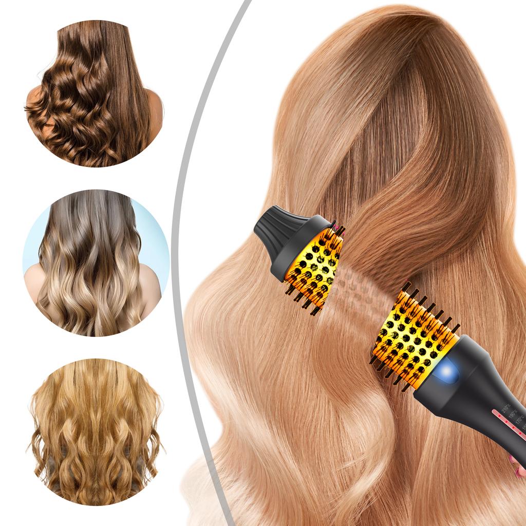 Ceramic Hot Brush Curling Iron Brush Double PTC Heated Thermal Brush Tourmaline Ionic Hair Curler Digital Display Curling Wand
