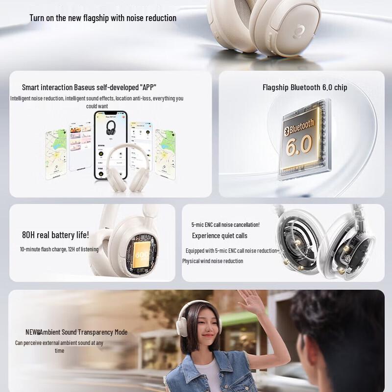 Baseus BH1 AI-перевод Наушники Bluetooth с шумоподавлением