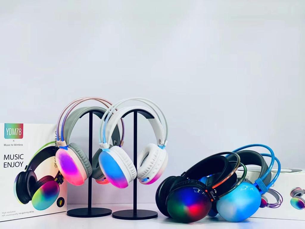 2025 YDM78 Полноразмерные Bluetooth-наушники с RGB-подсветкой и долгим временем работы от аккумулятора