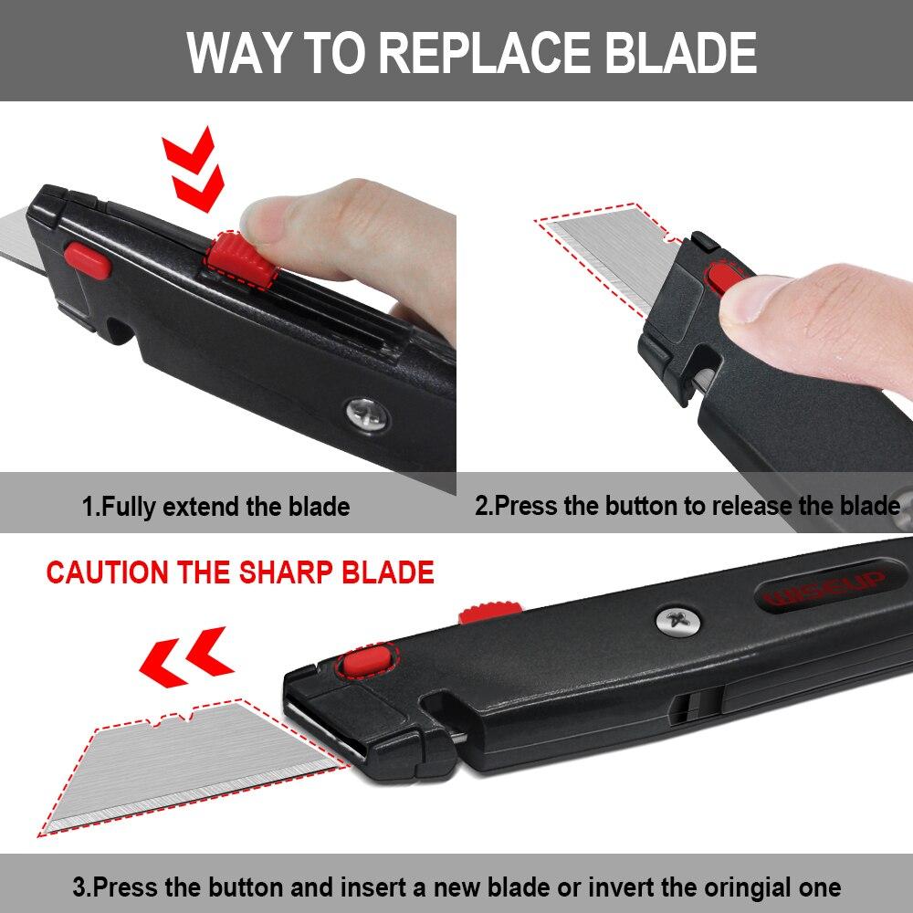 WISEUP Выдвижной универсальный нож Металлический сверхмощный нож для коробок Многопозиционный универсальный нож с 3 шт. дополнительными лезвиями Домашние ручные инструменты