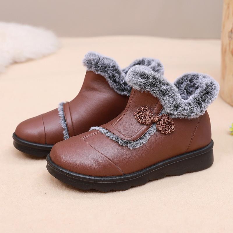Женские зимние зимние ботинки на подкладке из искусственного меха, уличные противоскользящие теплые ботильоны из искусственной кожи, короткие ботинки на флисовой подкладке, повседневная женская обувь с высоким берцем