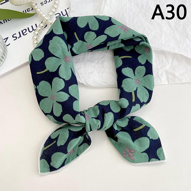 56Cm Ladies Headband Cotton Linen Square Scarf Korean College Girls Elegant Neck Scarves Sun Protection Headscarf