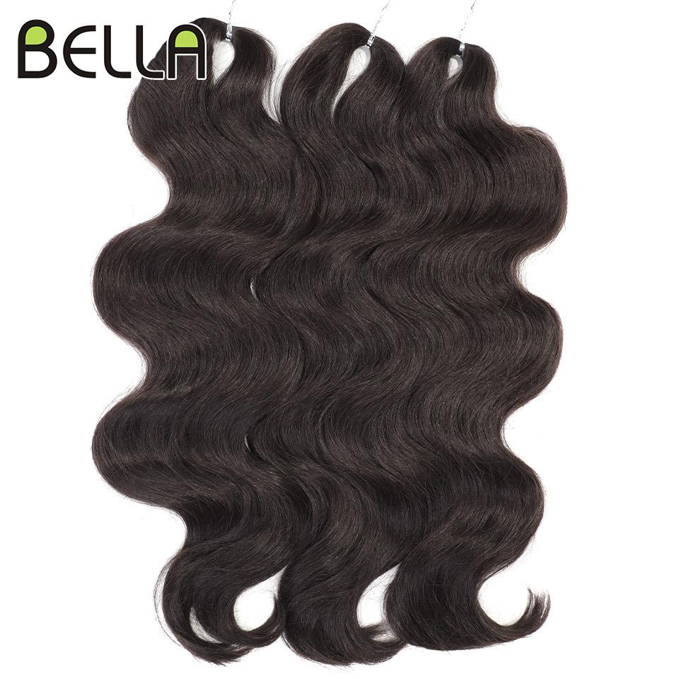 BELLA 24 inch Body Wave Crochet Hair 3PCS Synthetic Hair Braids Fake Hair Ombre Blonde Brown Natural Braiding Hair Extensions