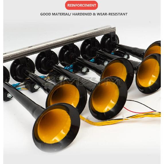 Car Music Horn Six Tube Thirty-Six Tone Truck Train Electronic Control Metal Tube Music Air Horn With Button Cars Accessories