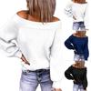 Women's Knit Pullover Sexy Strapless Loose T-shirt Long Sleeve Sweater