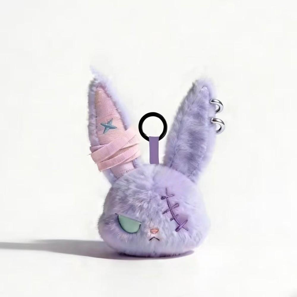 Plush Dark Bunny Plush Doll Embroidered Rabbit Bag Charm Cute Bunny Plush Keychain  Daily Carry