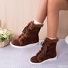 Модные зимние плоские ботинки на шнуровке, новые женские толстые, устойчивые к холоду, теплые, простые, удобные, универсальные женские хлопковые ботинки