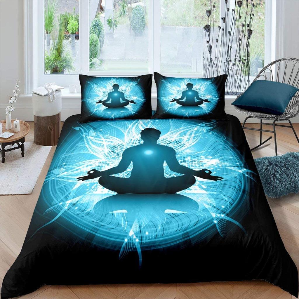Комплект пододеяльников для йоги King Size, комплект постельного белья для медитации чакры, пододеяльник в стиле бохо-хиппи с принтом в виде чакры