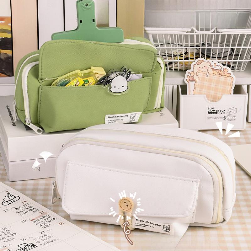 High-Value Large Capacity Canvas Pencil Case for Girls - Simple, Creative Design