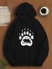 Unisex Fall Autumn Big Bear Paw Animal Graphic Hoodie Hooded Sweatshirt Print Casual Top for Daily Wear Weekend Travel