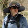 Solar Fan Hat with Wide-Brim Design Dual-Power Fans 800mAh Battery Outdoor Fishing Hat for Hiking Cycling Fishing