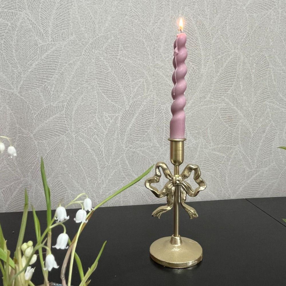 Single Head French Bow Candlestick Wrought Iron Wedding Candle Stand Window Display