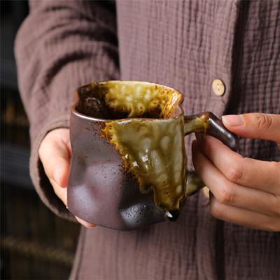 Керамическая чашка особой формы, кофейная чашка высокой ценности, ретро-кружка, чашка неправильной формы, кружка из грубой керамики, чашка для воды