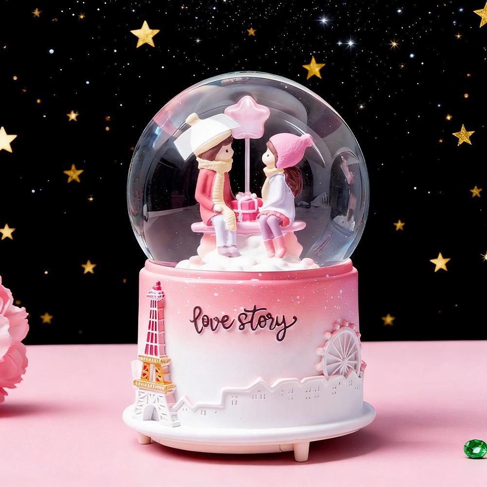 Dreamy Unicorn Crystal Ball Luminous Music Box - Snowflake Gift for Best Friend, Creative Qixi Present