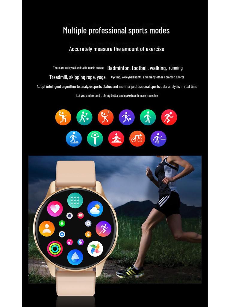 T2pro Smartwatch: Cross-border Bluetooth, Round Screen, Heart Rate Monitor, Step Counter, Call & Message Alerts.