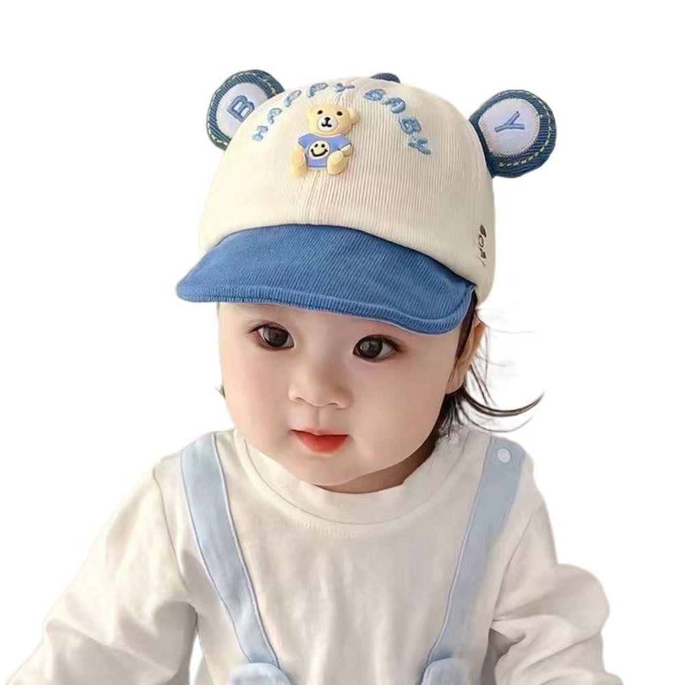 Cartoon Bear Kids Baseball Caps Adjustable Sunshade Visor Hat Korean Baby Peaked Caps Boys Girls