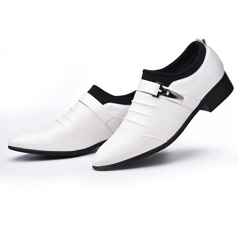 Classic Men Dress Shoes Slip On PU Leather Shoes for Men Plus Size Point Toe Business Casual Men Formal Shoes for Wedding