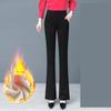 Женские зимние теплые утепленные расклешенные брюки с высокой талией, узкие теплые брюки