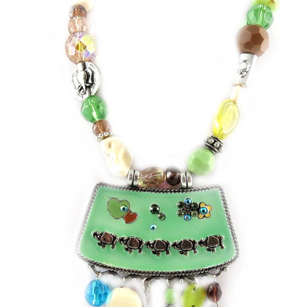 Les Trésors De Lily [E0661] - Зеленое дизайнерское колье «Мимозы»