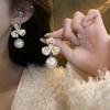 Petal Pearl Stud Earrings French Retro Baroque Earrings Light Luxury High Temperament Earrings