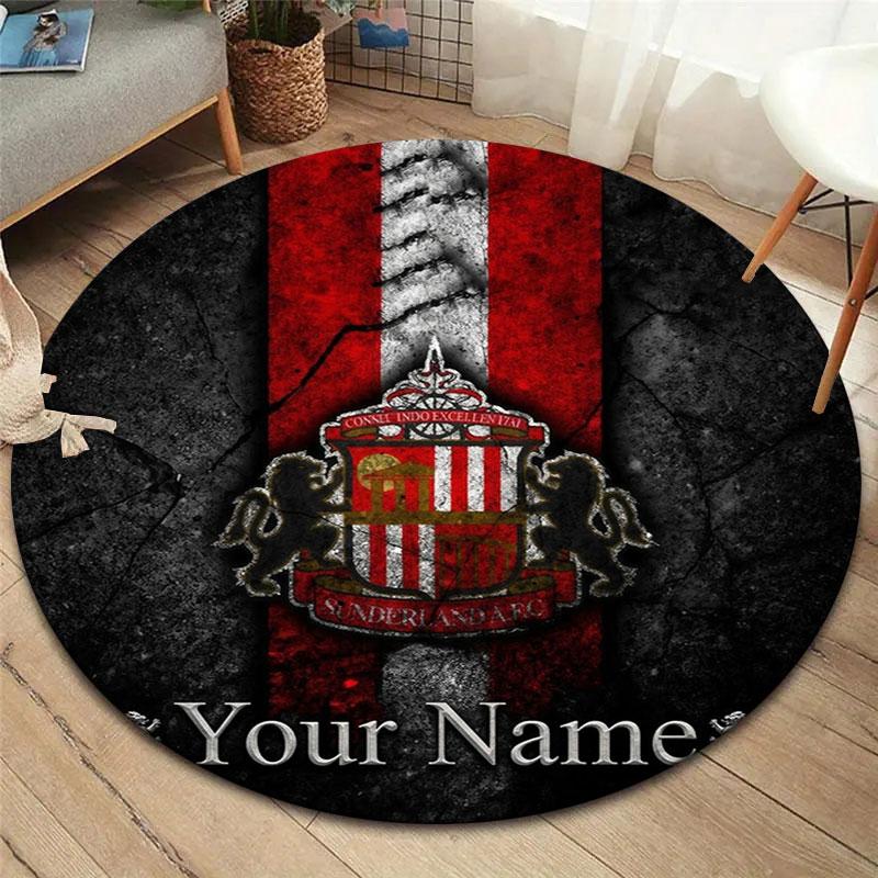 Sunderland A.F Custom Name Round Area Rug,Carpet Rug for Living Room Bedroom Sofa Playroom Decor,Non-slip Floor Mat